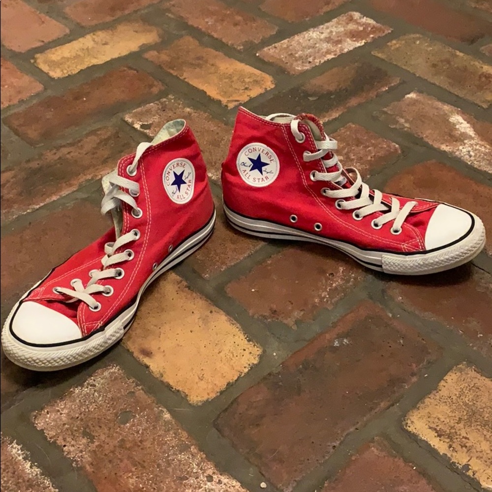 Red Converse high tops